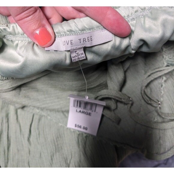 Love Tree Dress L Women's Green Crochet Layered Spaghetti Straps Midi Bohemian - Picture 6 of 8